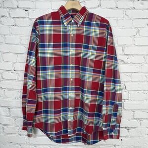Polo Ralph Lauren Classic Fit Oxford Shirt XL Multi Plaid Flesh Pony Logo Madras